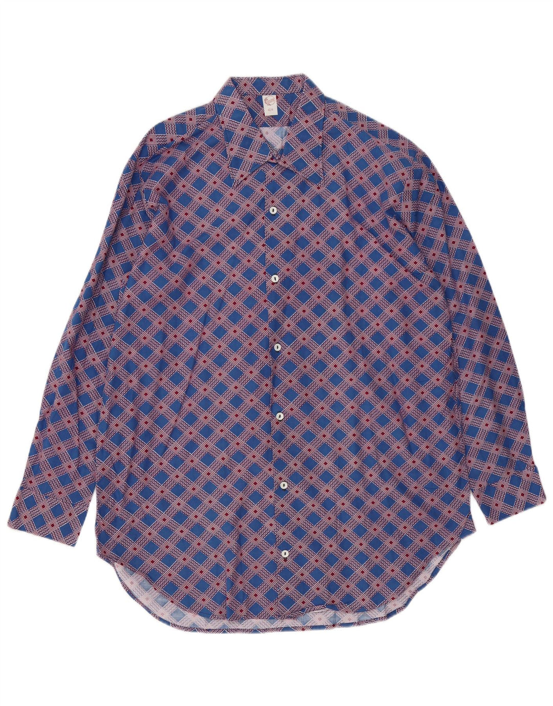 Camisa vintage para hombre con cuadros azules grandes