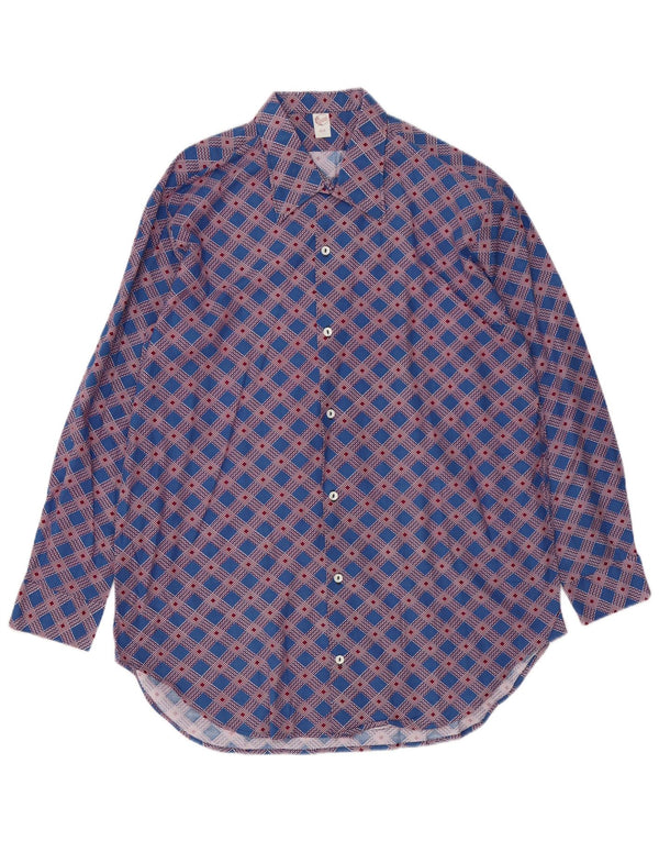 Camisa vintage para hombre con cuadros azules grandes