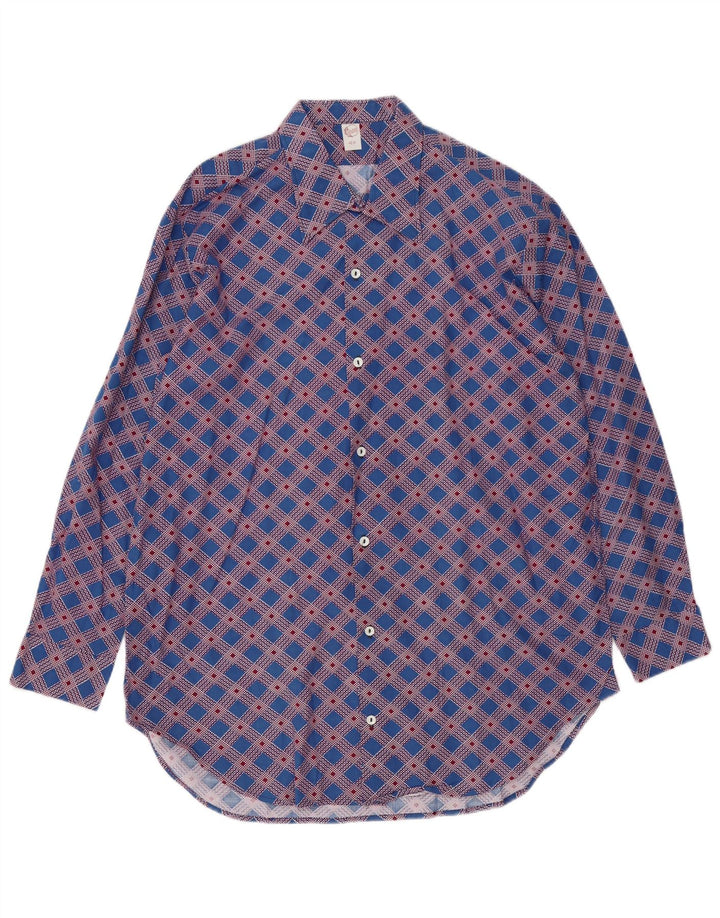 Camisa vintage para hombre con cuadros azules grandes
