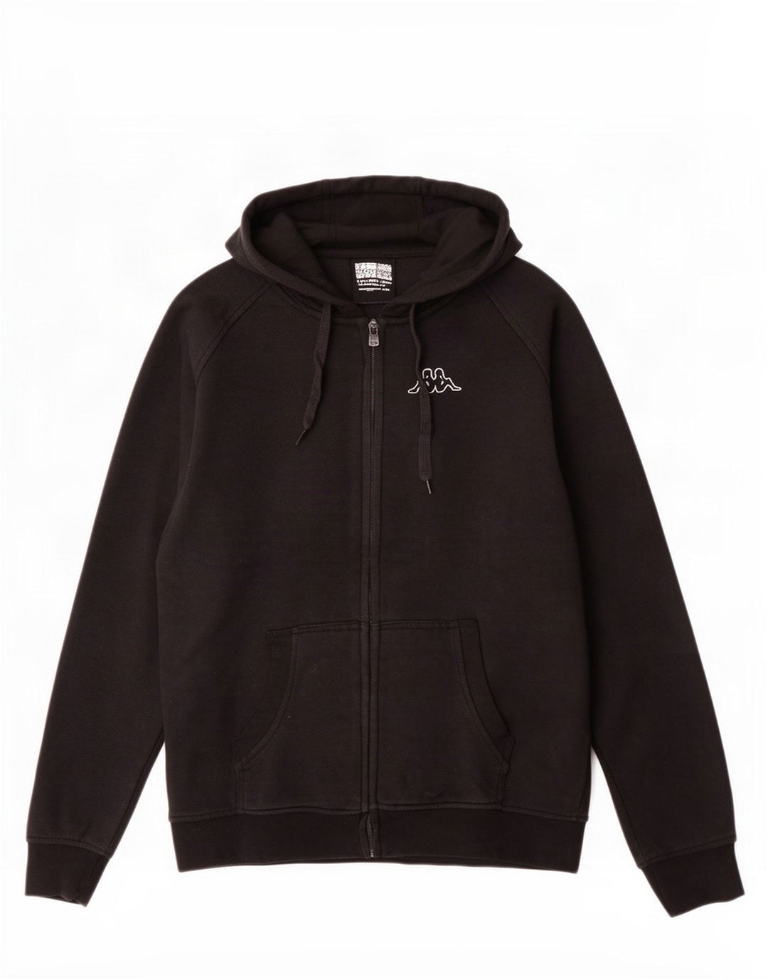 Kappa Hombre Zip Sudadera Con Capucha Suéter Mediano Negro Algodón