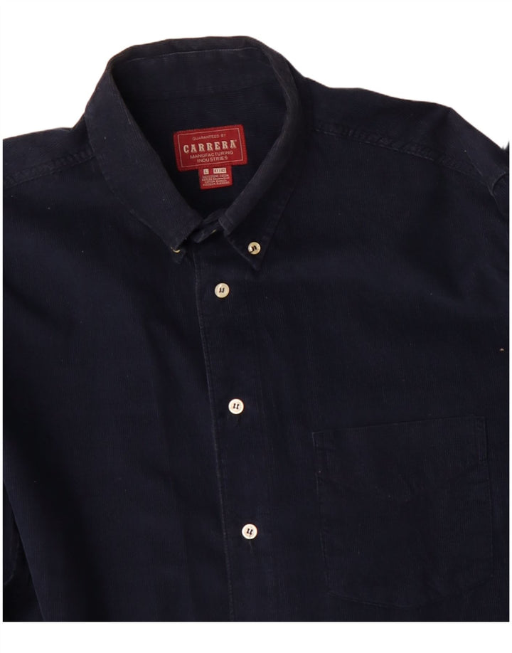 CARRERA Camisa De Pana Para Hombre Talla 41/42 Grande Azul Marino Algodón