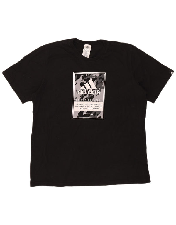 Adidas Hombre Camiseta Gráfica Top XL Algodón Negro