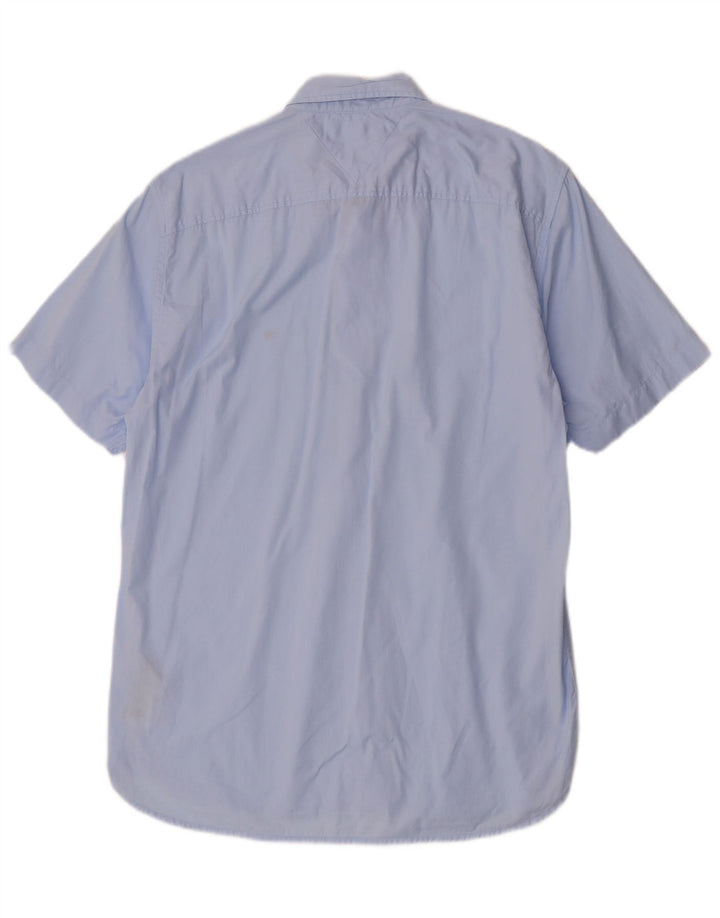 Tommy Hilfiger Camisa Regular Fit De Manga Corta Para Hombre Algodón Azul Medio