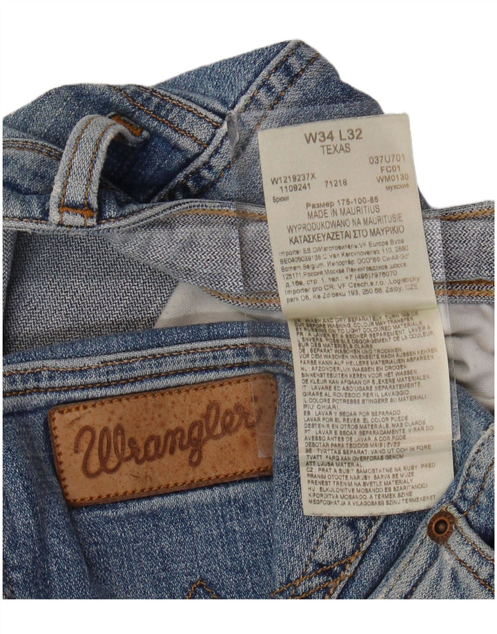 WRANGLER Vaqueros rectos Texas para hombre W34 L32 Algodón azul