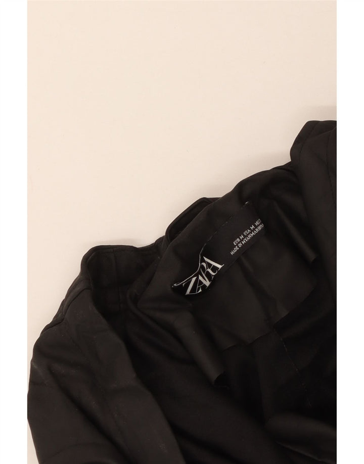 Zara Mujer Chubasquero Con Capucha UK 44 Mediano Negro