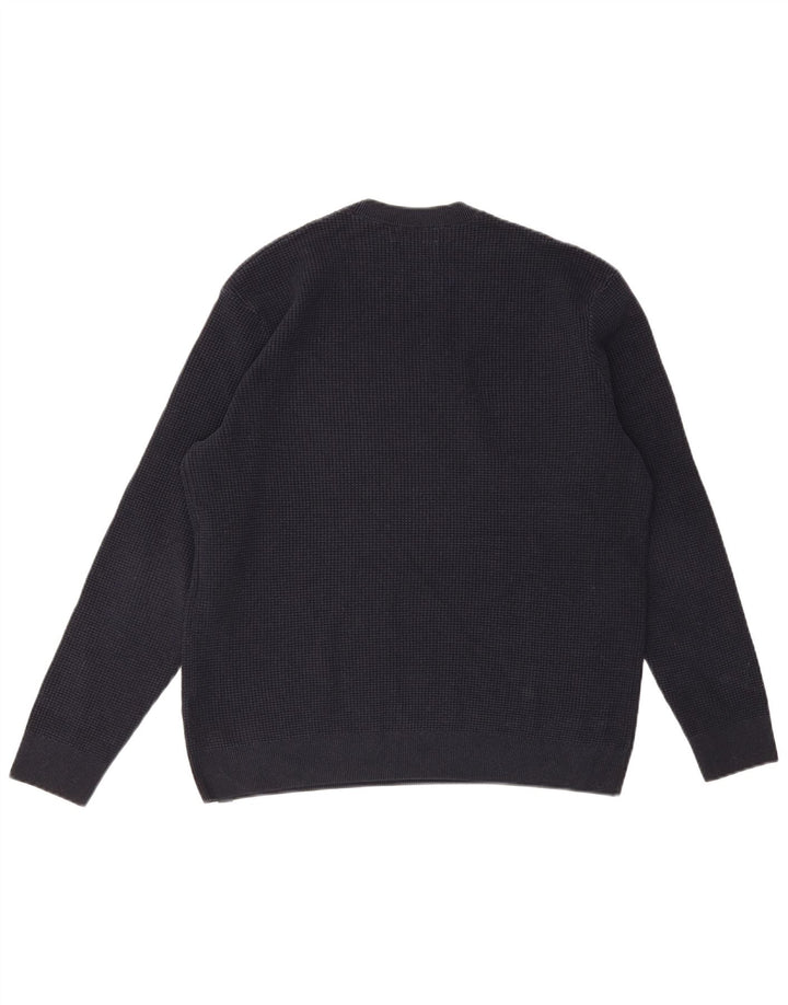 MARKS & SPENCER Jersey de cuello redondo para hombre, talla grande, algodón azul marino