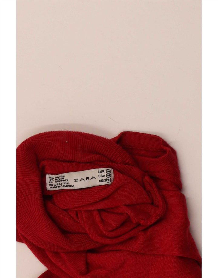 Zara Mujer Chaleco Tank Top UK 12 Medium Rayón Rojo