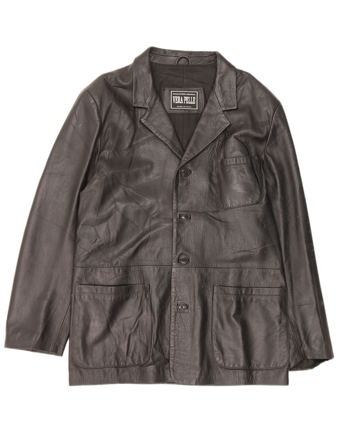 Chaqueta de cuero vintage para hombre IT 52 XL Negro