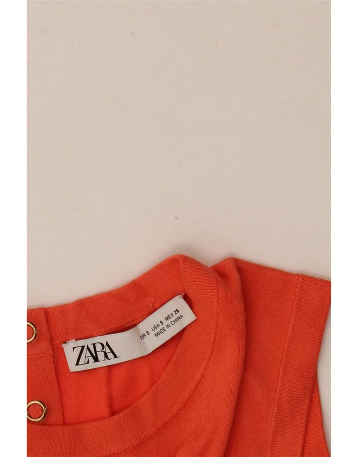 Zara Mujer Chaleco Tank Top UK 10 Small Naranja