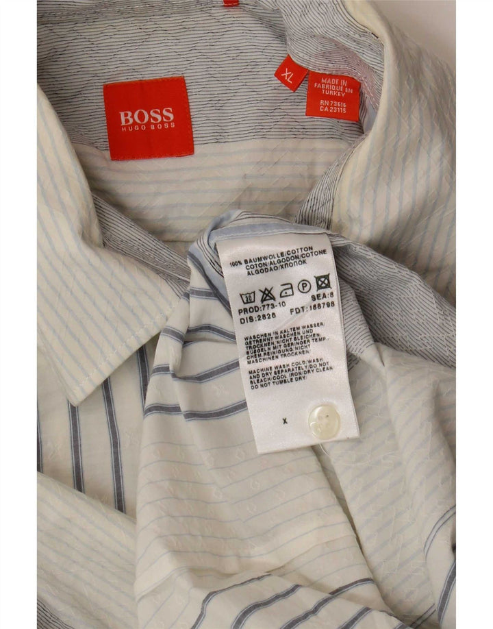 Camisa Hugo Boss Hombre XL Algodón Rayas Azul