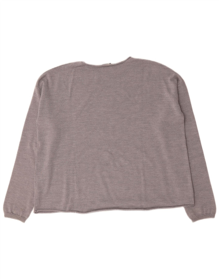 Aspesi - Jersey para mujer con cuello barco, talla 40, talla grande, lana gris