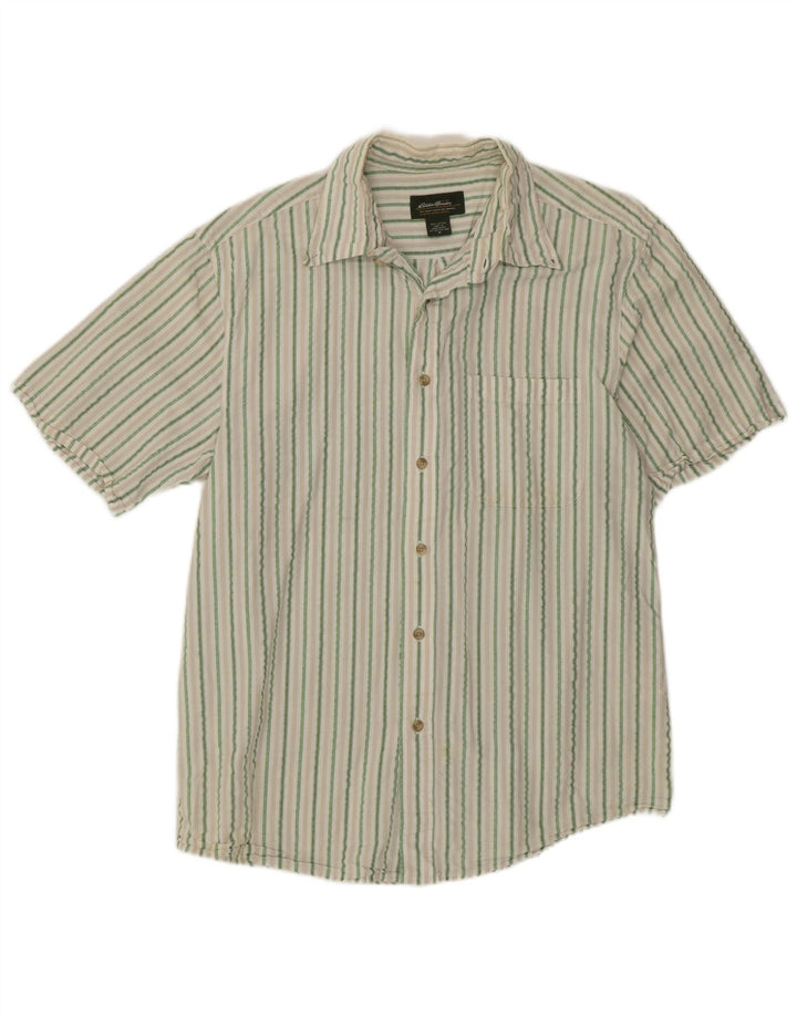 Eddie Bauer - Camisa de manga corta para hombre, algodón a rayas, color verde medio