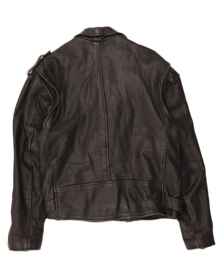 AMI Chaqueta motera de cuero para hombre UK 48 4XL Negro