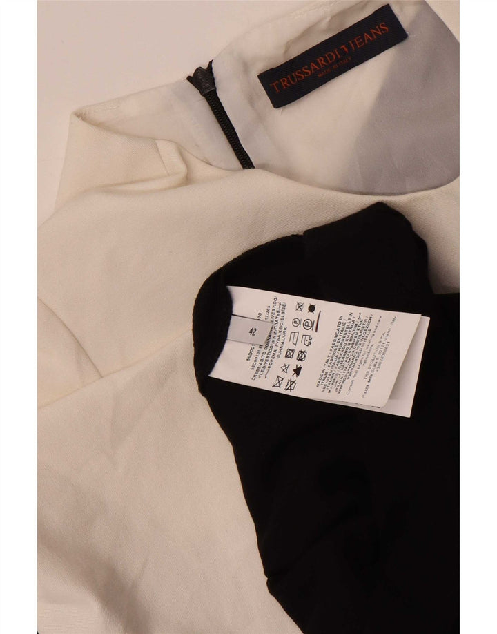 Vestido tubo Trussardi IT 42 Medium Viscosa color block negro