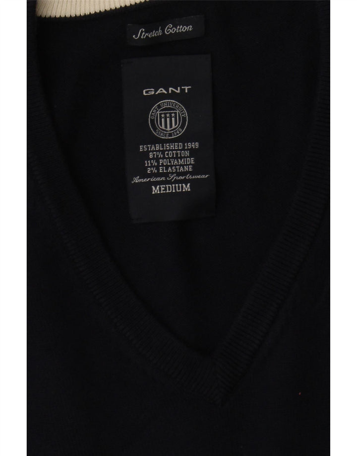 Gant Jersey con cuello en V de algodón color block en azul marino mediano