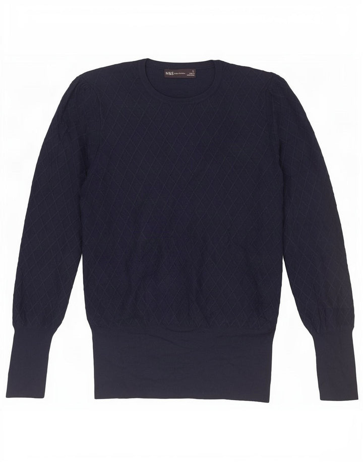 Marks & Spencer - Jersey de cuello redondo para mujer, talla 40, talla M, color azul marino