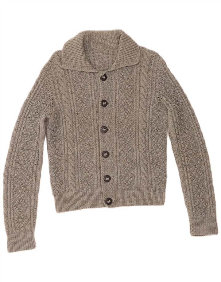 Vintage mujer Cardigan suéter Reino Unido 12 gris medio