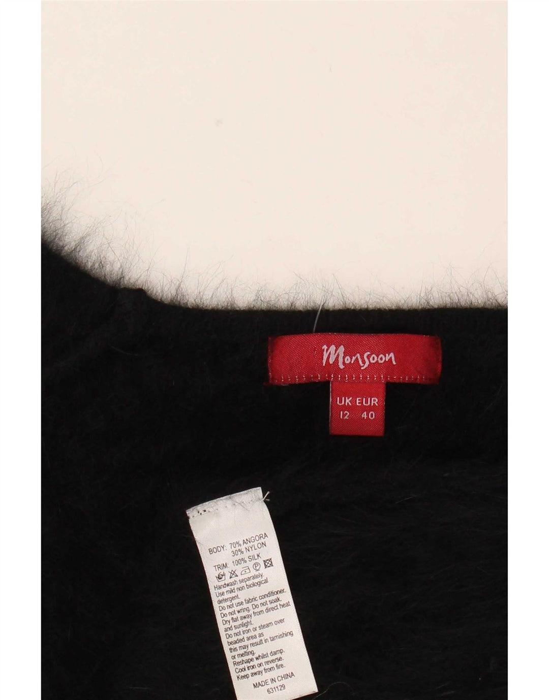 Monsoon Suéter tipo jersey para mujer UK 42 Medium Black Angora