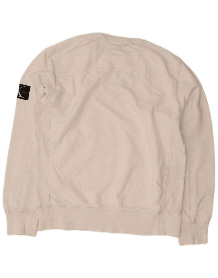 Calvin Klein Jeans Hombre Sudadera Jumper Medium Blanco Algodón