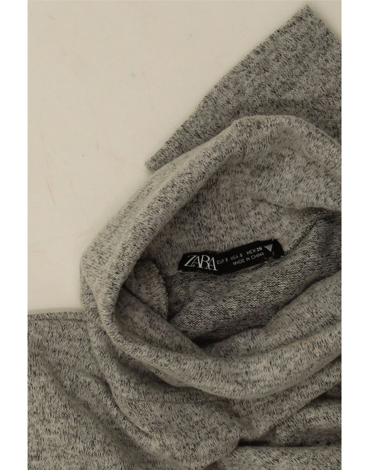 Zara Mujer Vestido Jersey Extragrande UK 40 Pequeño Poliéster Gris