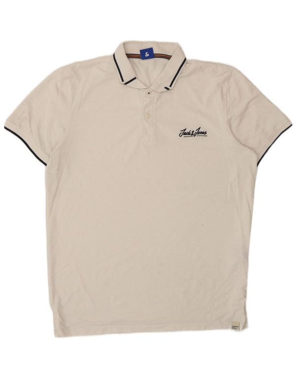 Polo Jack & Jones para hombre de algodón blanco grande