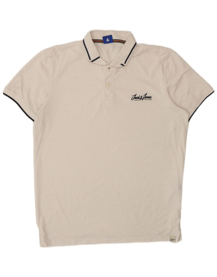 Polo Jack & Jones para hombre de algodón blanco grande