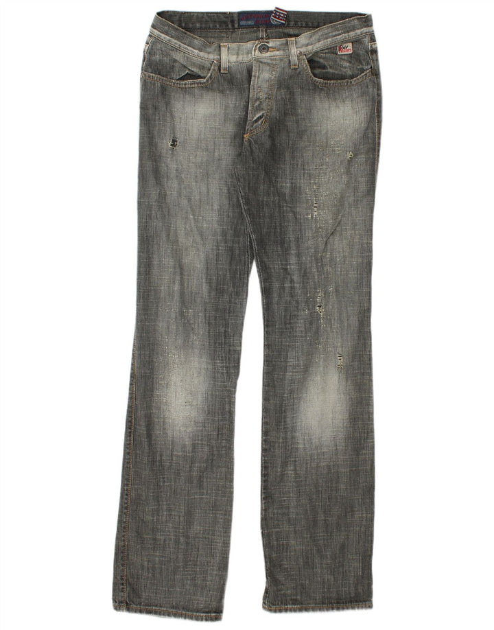 ROY ROGERS Mens Straight Jeans W33 L36 Grey Cotton