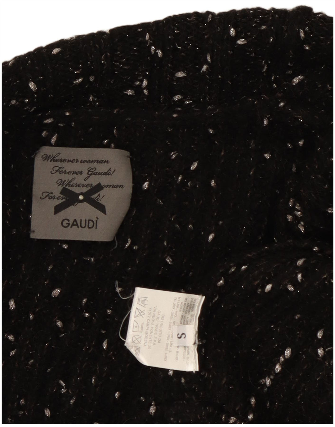 Gaudí - Cárdigan abierto largo para mujer, talla 10, nailon moteado negro pequeño