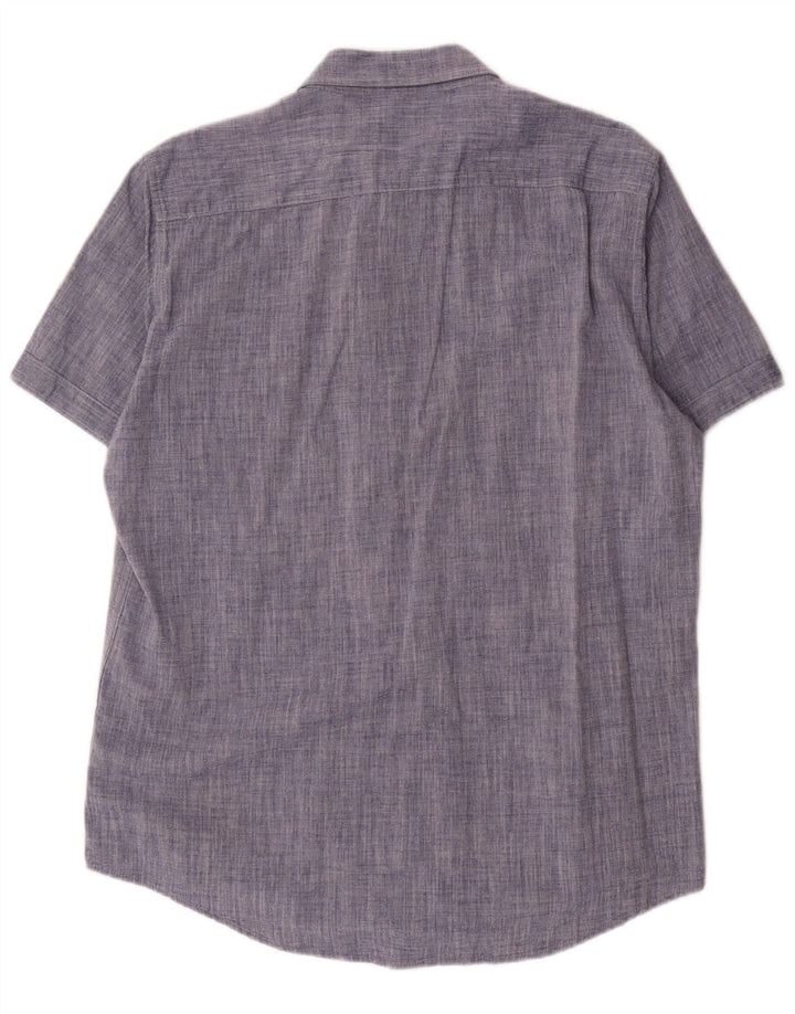 Camisa Carrera Regular Fit Manga Corta Hombre Algodón Azul Grande