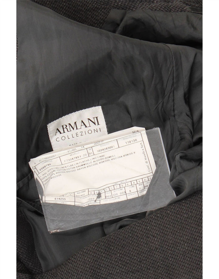 Armani Collezioni Chaqueta tipo blazer de 3 botones para hombre IT 50 Lino gris medio