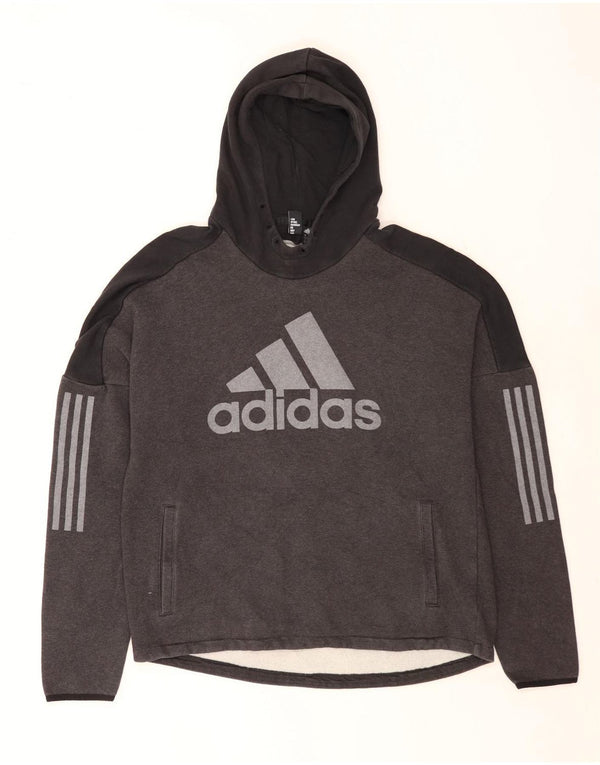 Adidas Hombre Sudadera Con Capucha Gráfica Jersey XL Gris Colorblock Algodón