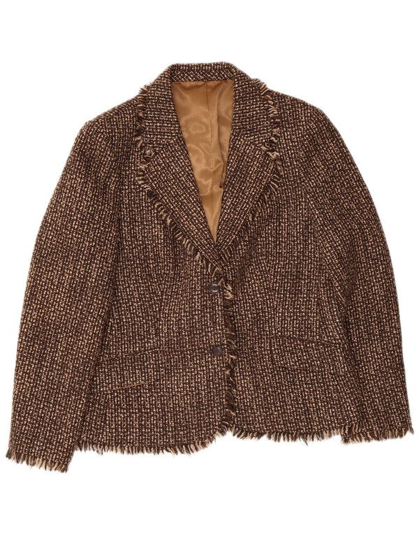 Brioni Chaqueta Blazer de 2 Botones para Mujer UK 46 Grande Marrón Moteado