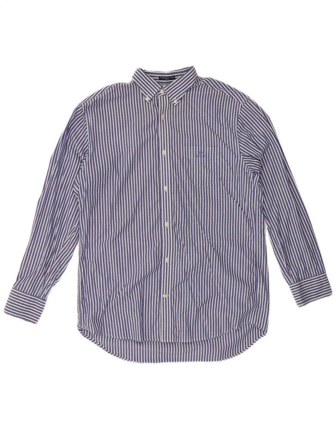 GANT Camisa de corte regular para hombre, talla 41/42 16 1/2 grande, algodón a rayas azules
