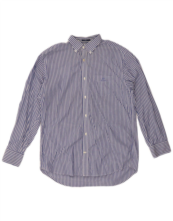 GANT Camisa de corte regular para hombre, talla 41/42 16 1/2 grande, algodón a rayas azules