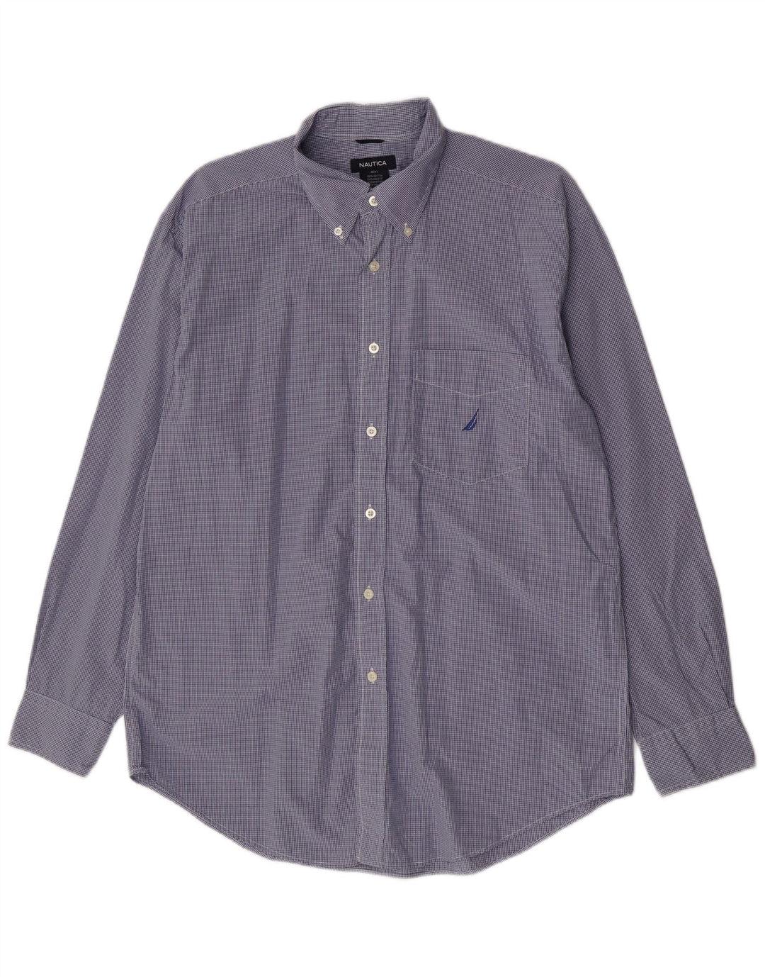 Nautica Camisa para hombre grande de algodón a cuadros azul