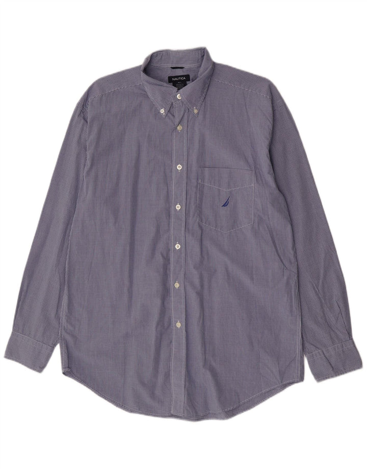 Nautica Camisa para hombre grande de algodón a cuadros azul