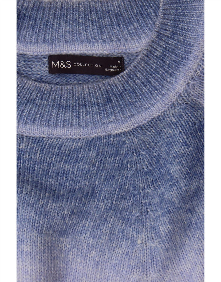 MARKS & SPENCER Womens Crew Neck Jumper Sweater UK 14 Medium Blue Striped Vintage Marks & Spencer and Second-Hand Marks & Spencer from Messina Hembry 