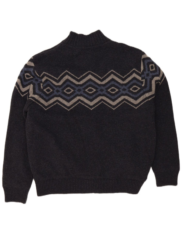 Atlas For Men Suéter tipo cárdigan con cremallera completa para hombre 3XL Lana geométrica gris