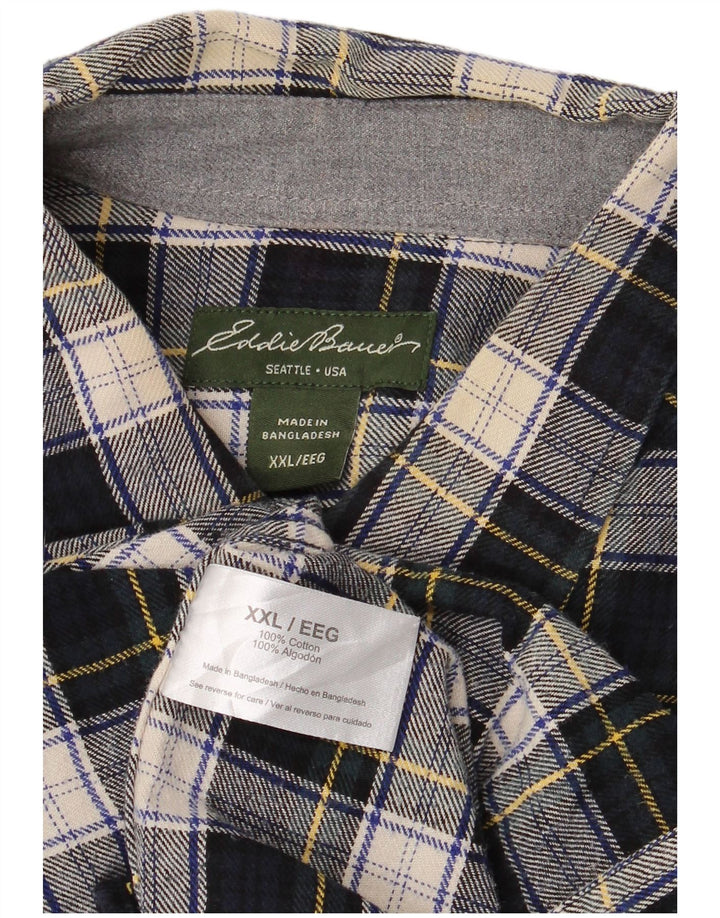 EDDIE BAUER Camisa de franela para hombre 2XL Algodón a cuadros azul marino