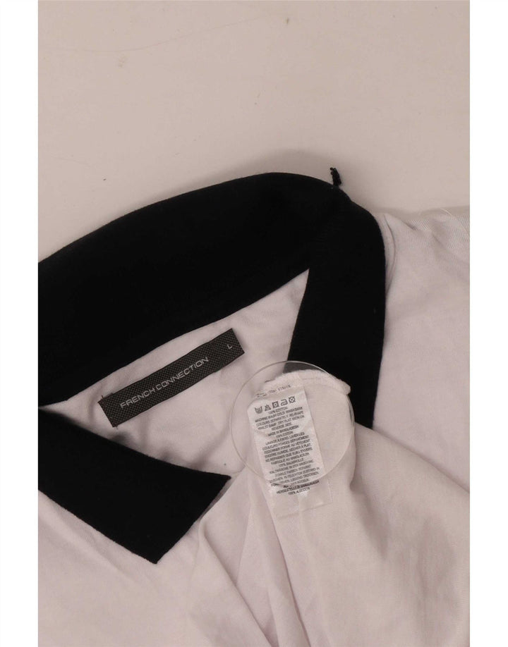 French Connection Polo de rugby para hombre, tamaño grande, algodón blanco