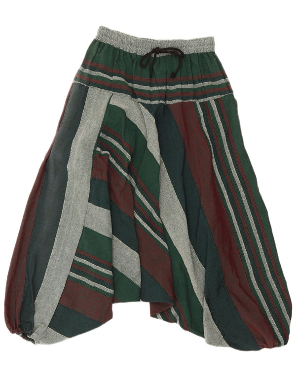 Vintage mujer Harem pantalones W32 L32 algodón a rayas verdes