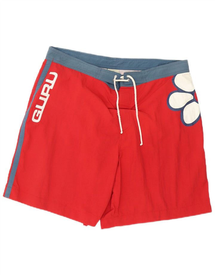 Guru Bañador con estampado gráfico para hombre, talla grande, color rojo