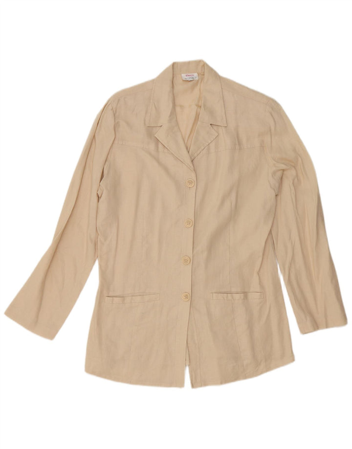 Cherie Chaqueta Blazer De 4 Botones Para Mujer IT 42/44 Lino Beige Medio