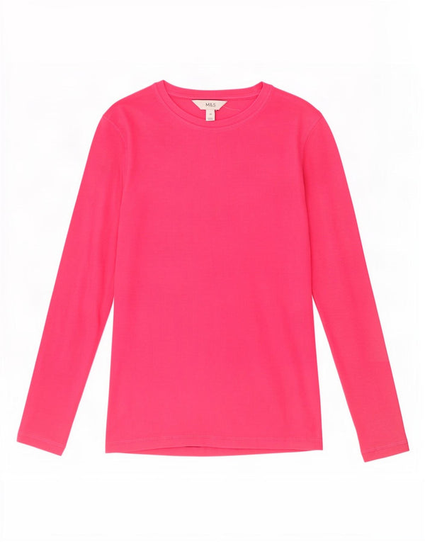 Marks & Spencer - Camiseta de manga larga para mujer, talla 40, talla pequeña, algodón rosa