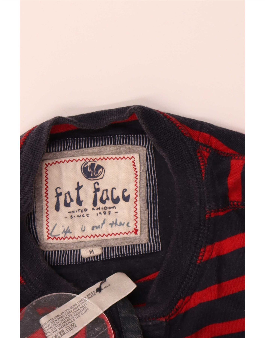 Camiseta de hombre Fat Face de manga larga con rayas rojas medianas