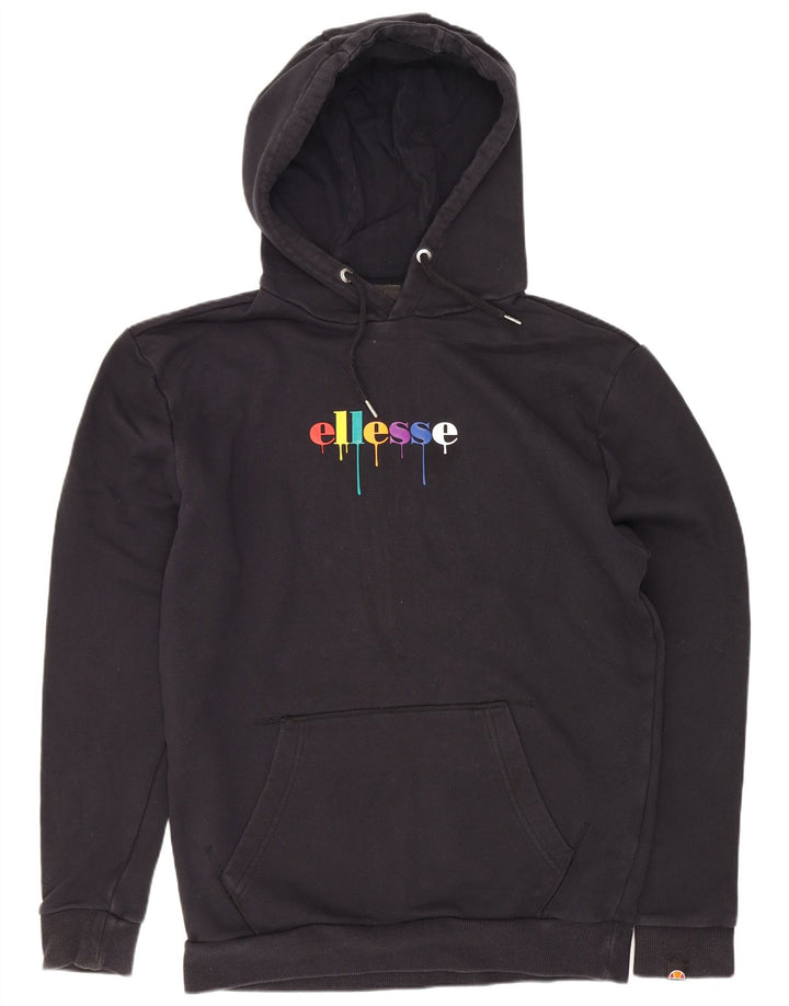 Ellesse Hombre Sudadera Con Capucha Gráfica Jersey De Algodón Negro Mediano