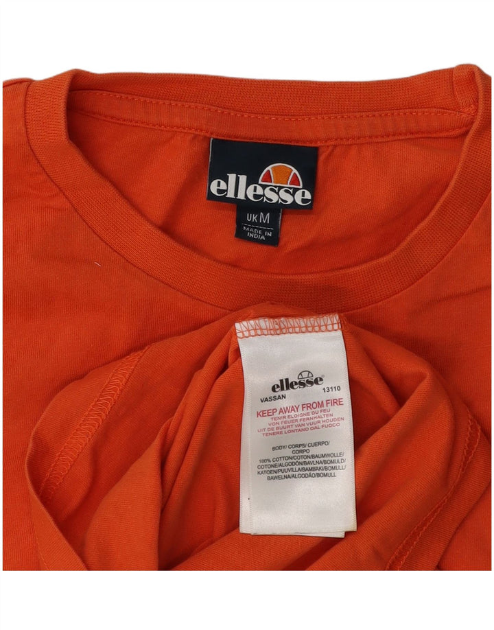 Ellesse Hombre Camiseta Gráfica Top Algodón Color Block Naranja Mediano