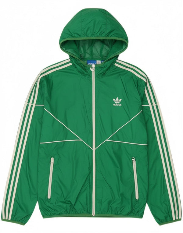 Adidas Chaqueta impermeable con capucha para hombre UK 38 Medium Green Nylon