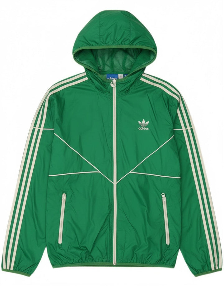 Adidas Chaqueta impermeable con capucha para hombre UK 38 Medium Green Nylon