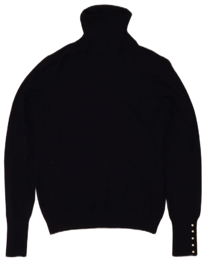 Zara Jersey con cuello vuelto para mujer, talla 44, talla grande, azul marino